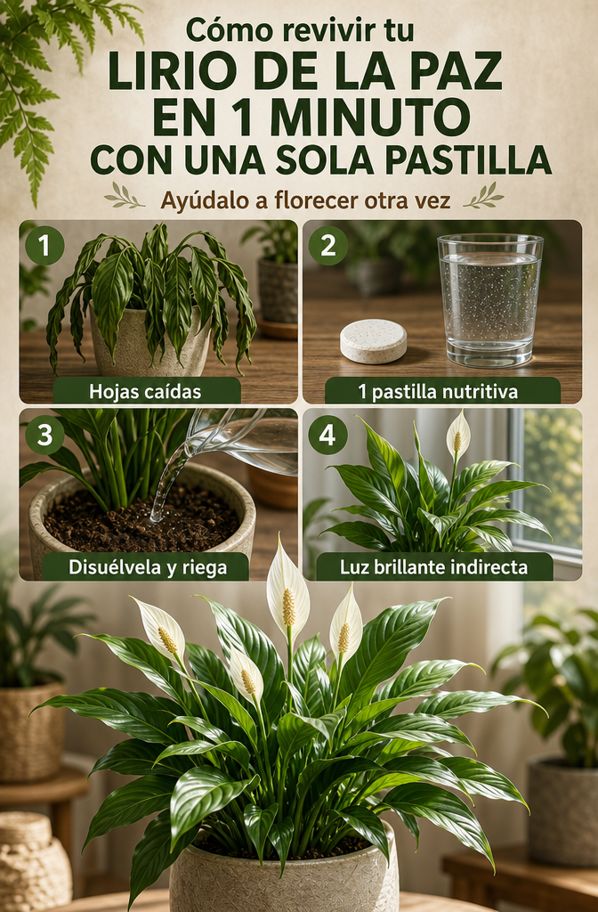 Cómo revivir tu Lirio de la Paz en un minuto con solo una pastilla – Ayúdalo a florecer