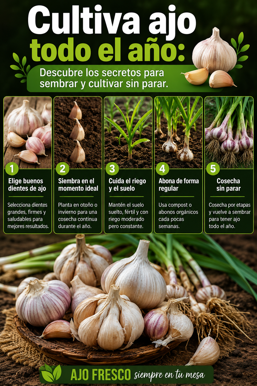 Cultiva ajo todo el año: Descubre los secretos para sembrar y cultivar sin parar.
