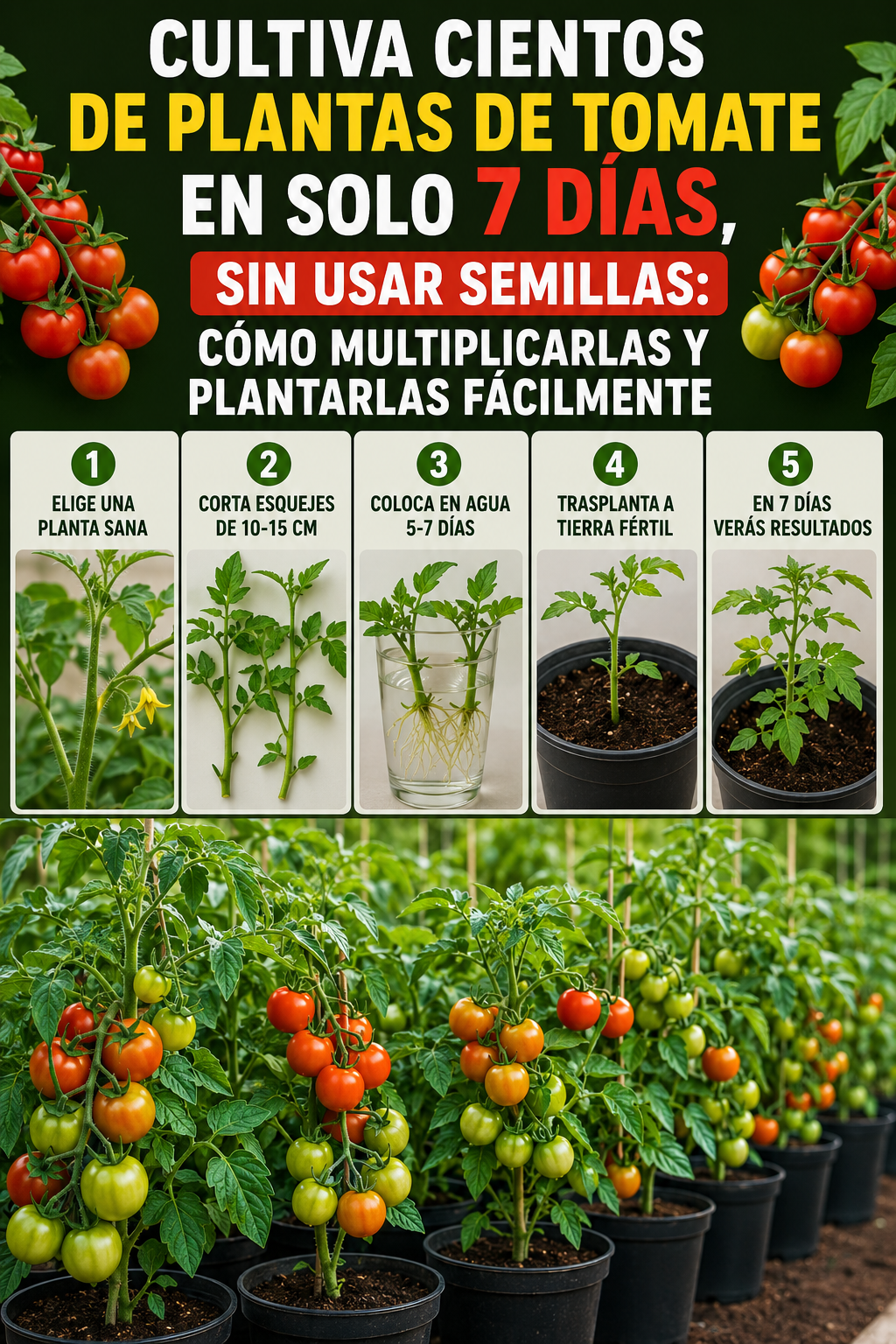 Cultiva cientos de plantas de tomate en solo 7 días, sin usar semillas: cómo multiplicarlas y plantarlas fácilmente