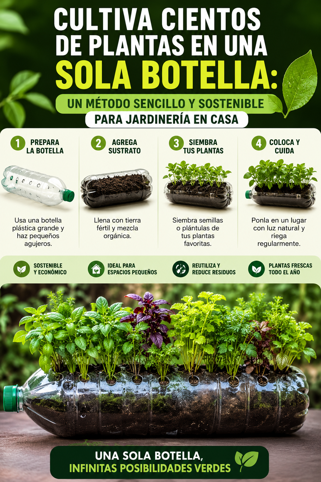 Cultiva cientos de plantas en una sola botella: un método sencillo y sostenible para jardinería en casa