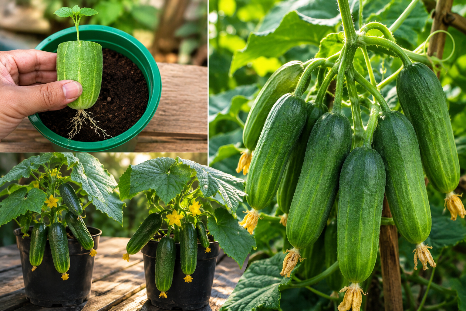 Cultiva pepinos en macetas todo el año con muy poco mantenimiento