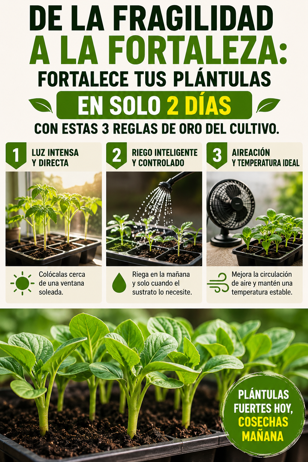 De la fragilidad a la fortaleza: fortalece tus plántulas en solo 2 días con estas 3 reglas de oro del cultivo.