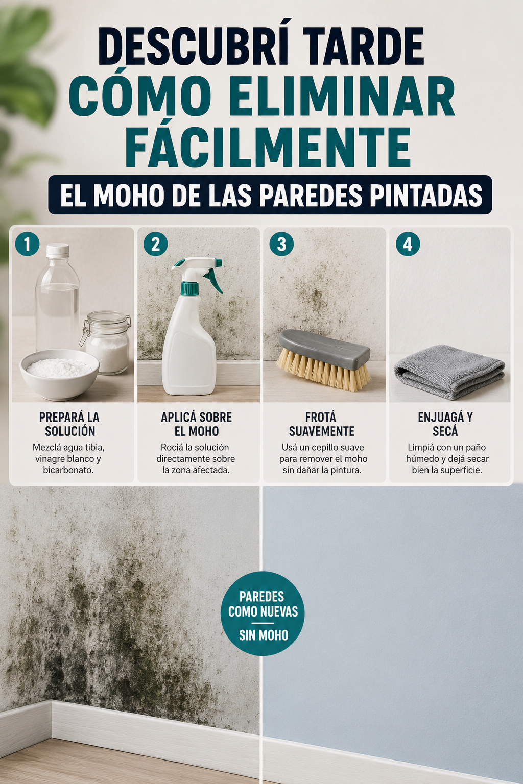 Descubrí tarde cómo eliminar fácilmente el moho de las paredes pintadas