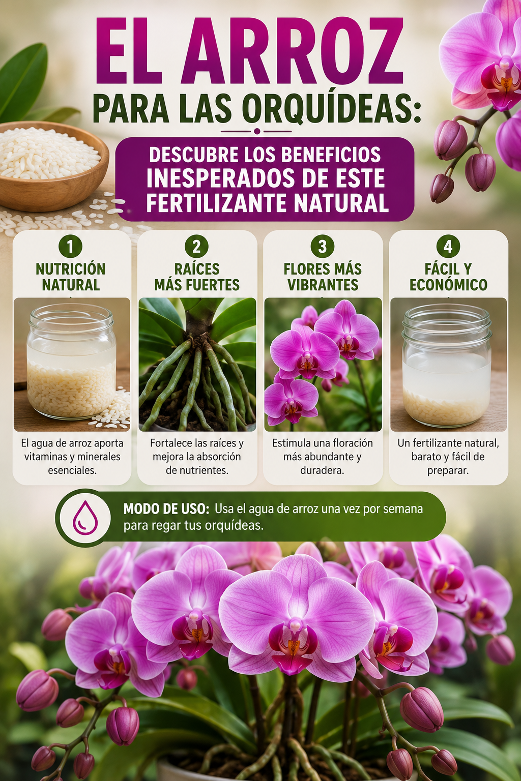 El arroz para las orquídeas: descubre los beneficios inesperados de este fertilizante natural