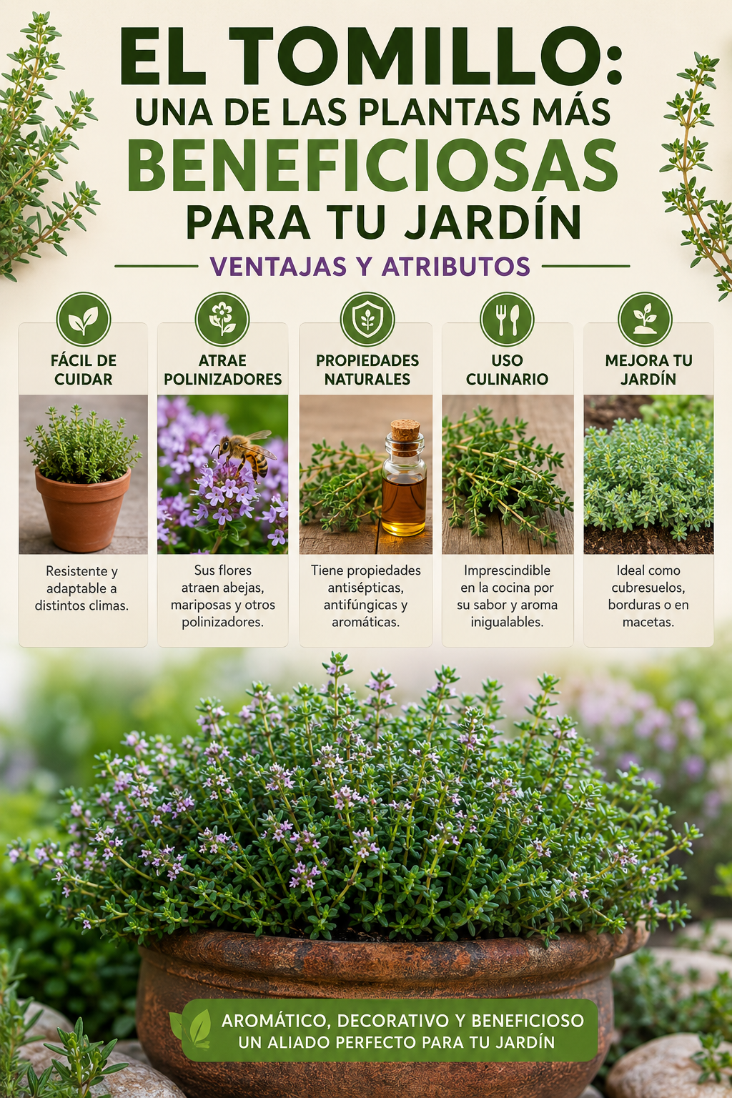 El tomillo: una de las plantas más beneficiosas para tu jardín — ventajas y atributos