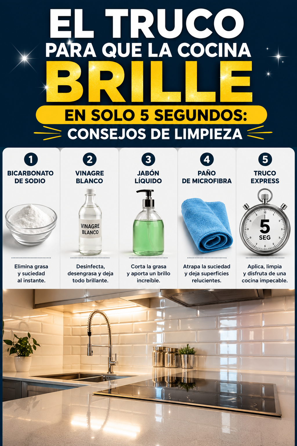 El truco para que la cocina brille en solo 5 segundos: consejos de limpieza