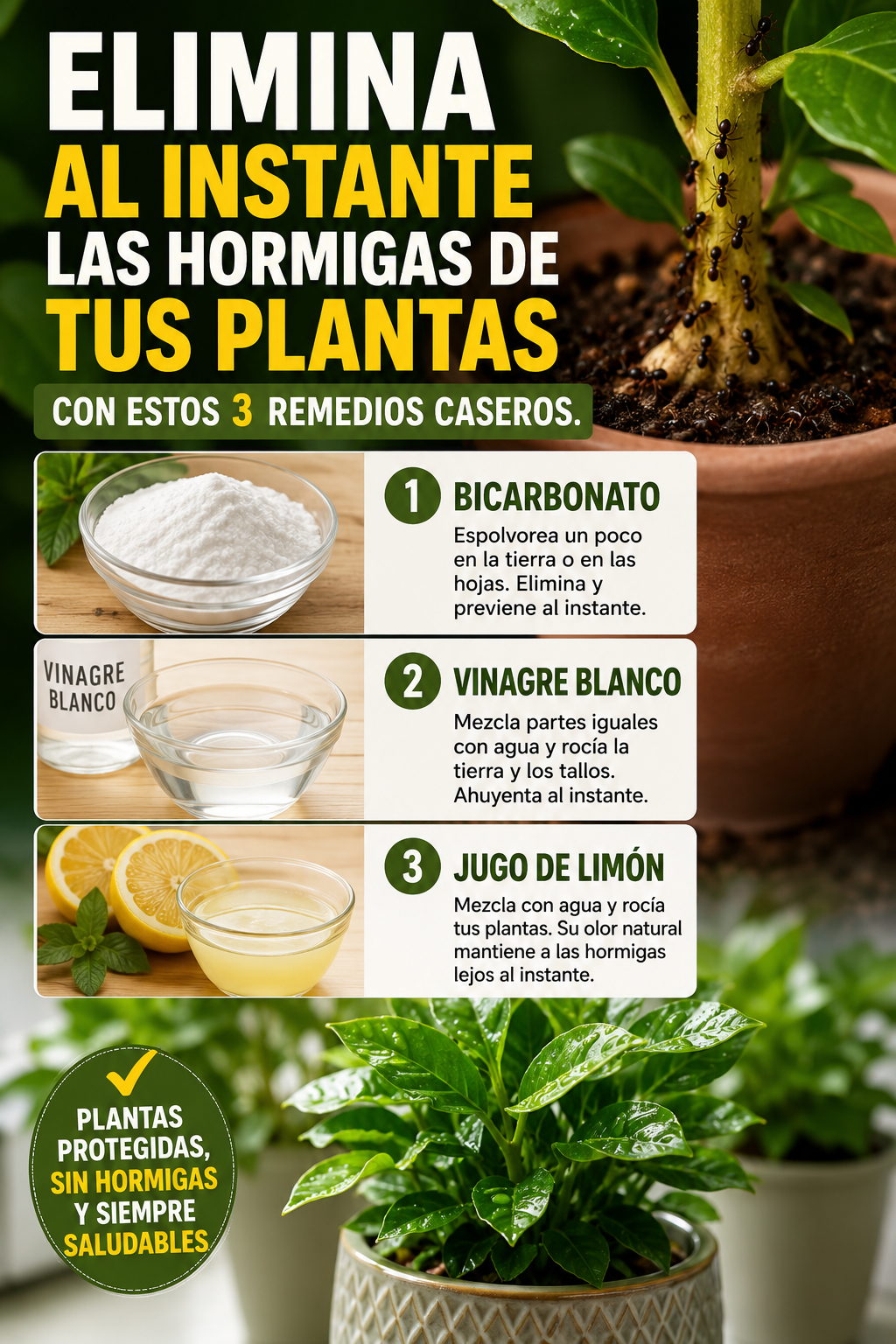 Elimina al instante las hormigas de tus plantas con estos 3 remedios caseros.