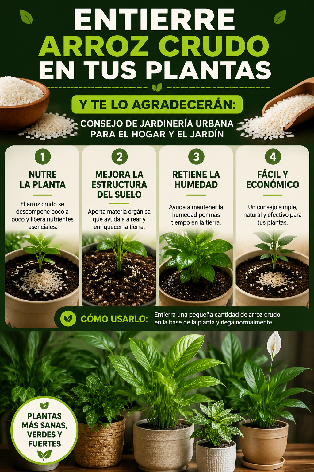 Entierre arroz crudo en tus plantas y te lo agradecerán: consejo de jardinería urbana para el hogar y el jardín