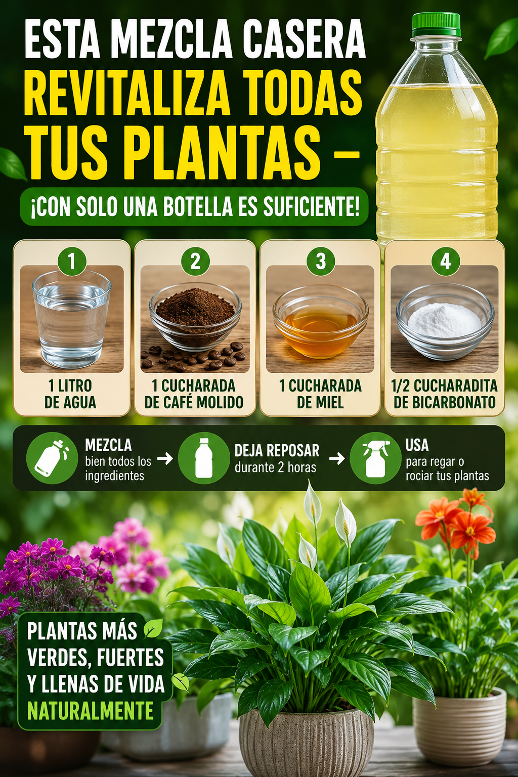 Esta mezcla casera revitaliza todas tus plantas – ¡con solo una botella es suficiente!
