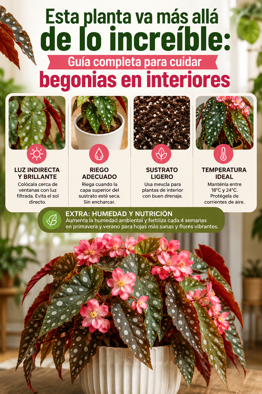 Esta planta va más allá de lo increíble: Guía completa para cuidar begonias en interiores