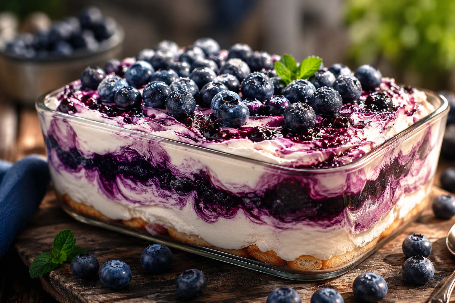 Este delicioso tiramisú de arándanos se prepara en 15 minutos y sin horno.