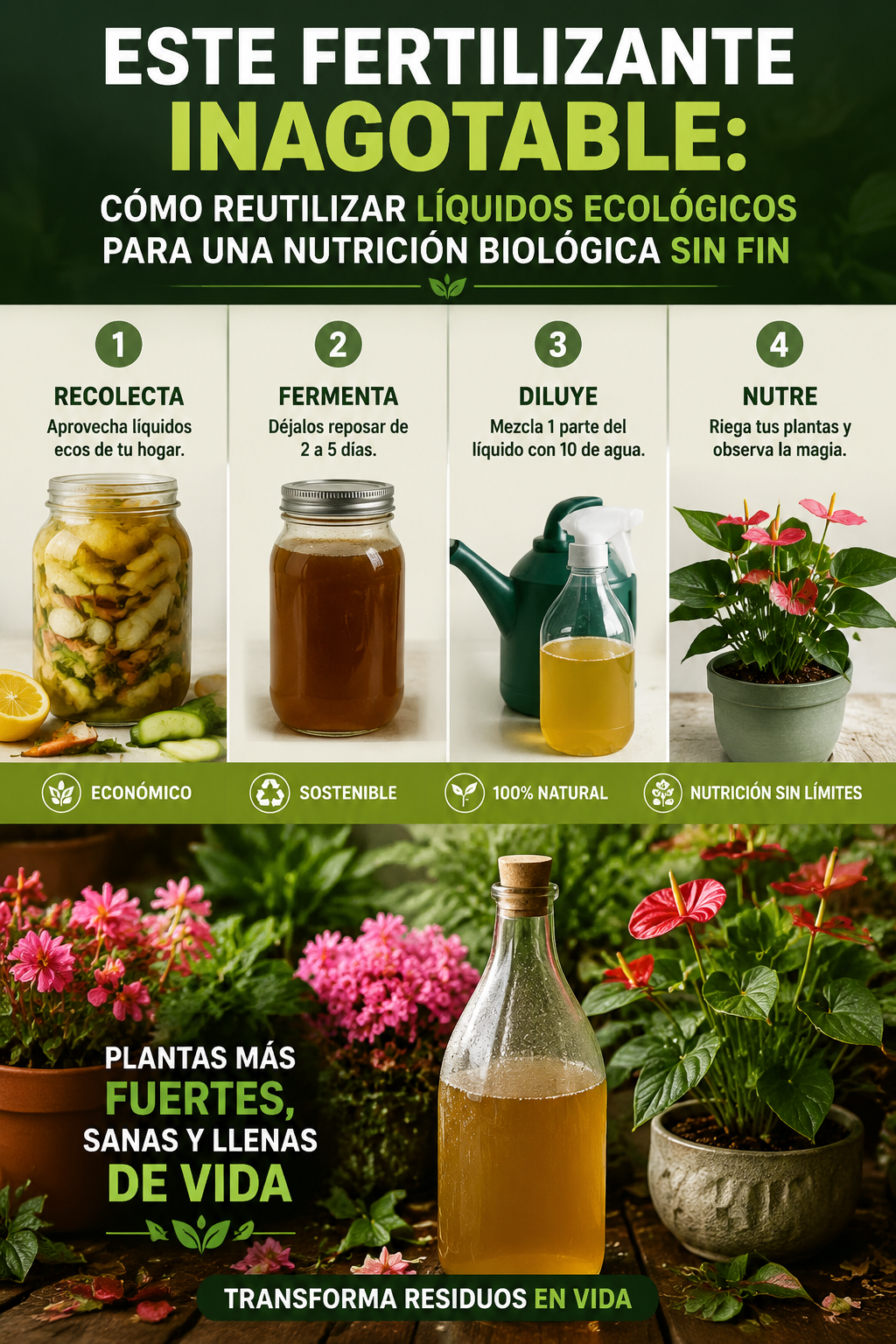 Este fertilizante inagotable: cómo reutilizar líquidos ecológicos para una nutrición biológica sin fin