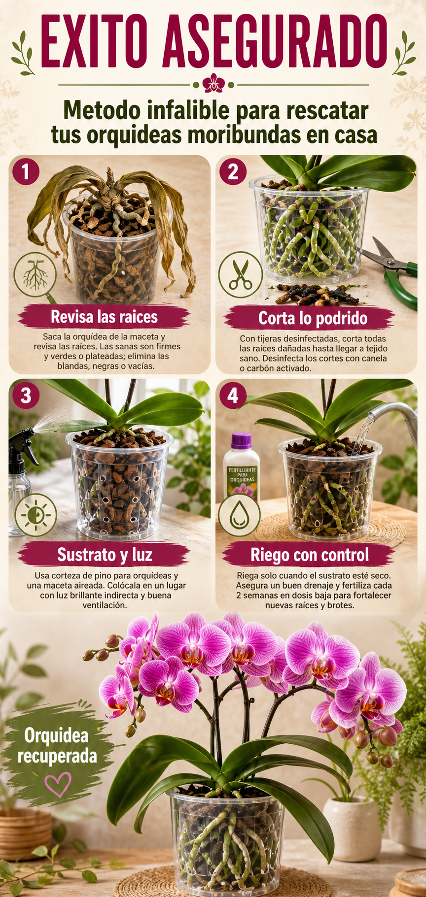 Éxito asegurado: método infalible para rescatar tus orquídeas moribundas en casa