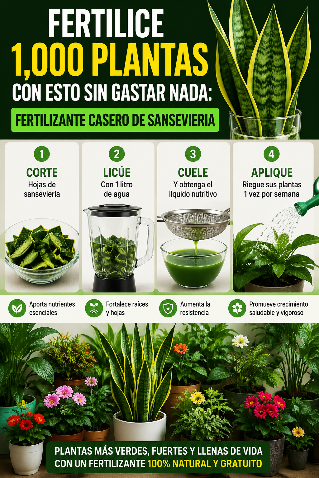 Fertilice 1,000 plantas con esto sin gastar nada: fertilizante casero de sansevieria