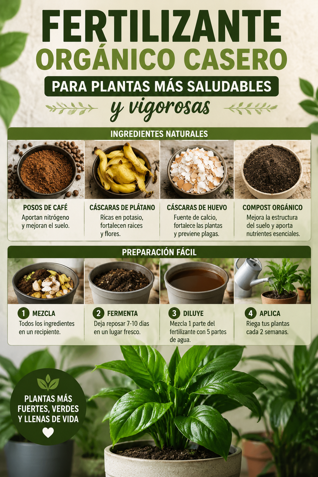 Fertilizante orgánico casero para plantas más saludables y vigorosas