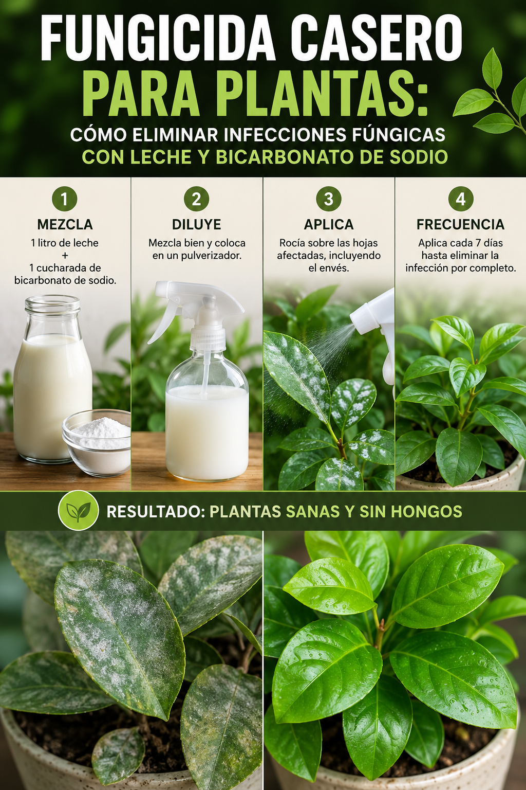 Fungicida casero para plantas: cómo eliminar infecciones fúngicas con leche y bicarbonato de sodio