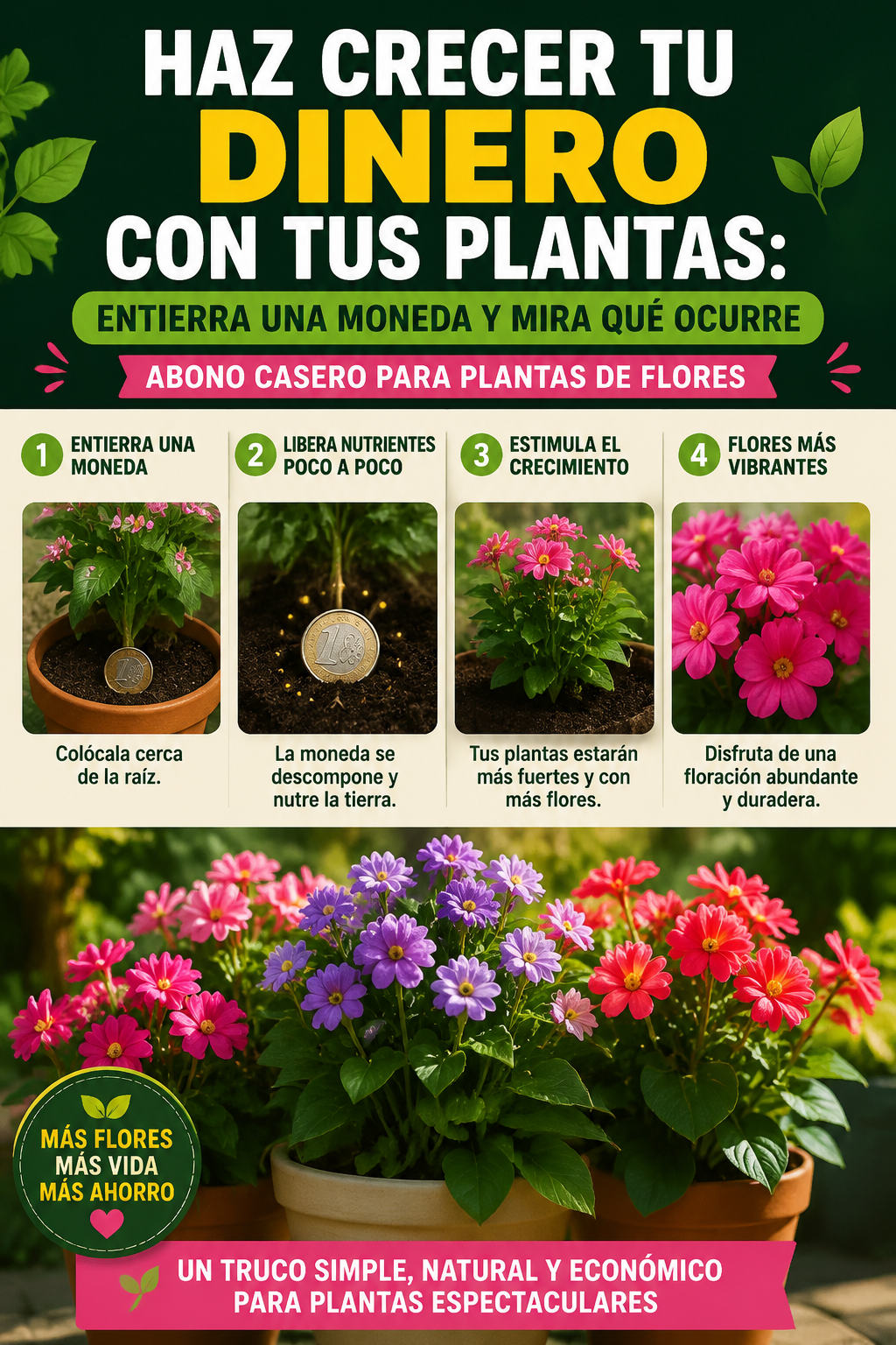 Haz crecer tu dinero con tus plantas: entierra una moneda y mira qué ocurre – abono casero para plantas de flores