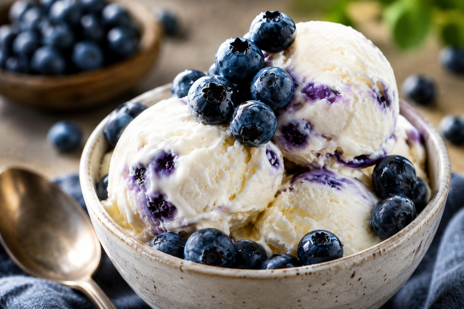 Helado casero de yogur y arándanos, fresco y ligero