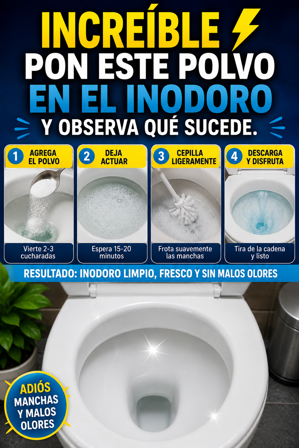 INCREÍBLE ⚡ Pon este polvo en el inodoro y observa qué sucede