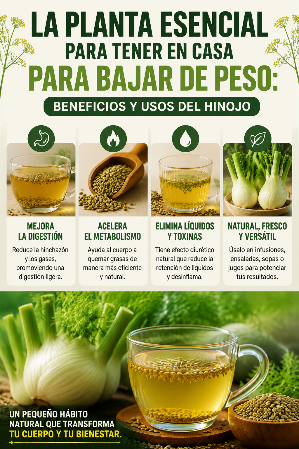 La planta esencial para tener en casa para bajar de peso: beneficios y usos del hinojo