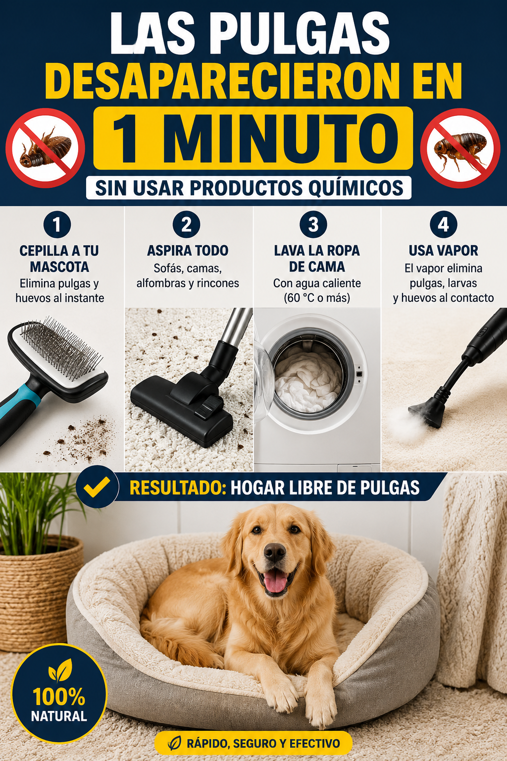 Las pulgas desaparecieron en 1 minuto sin usar productos químicos