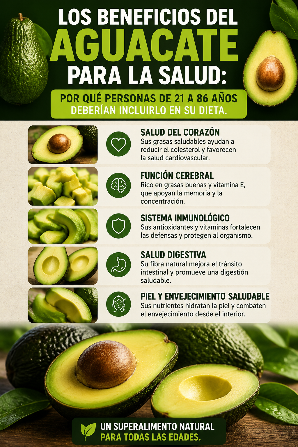 Los beneficios del aguacate para la salud: por qué personas de 21 a 86 años deberían incluirlo en su dieta.