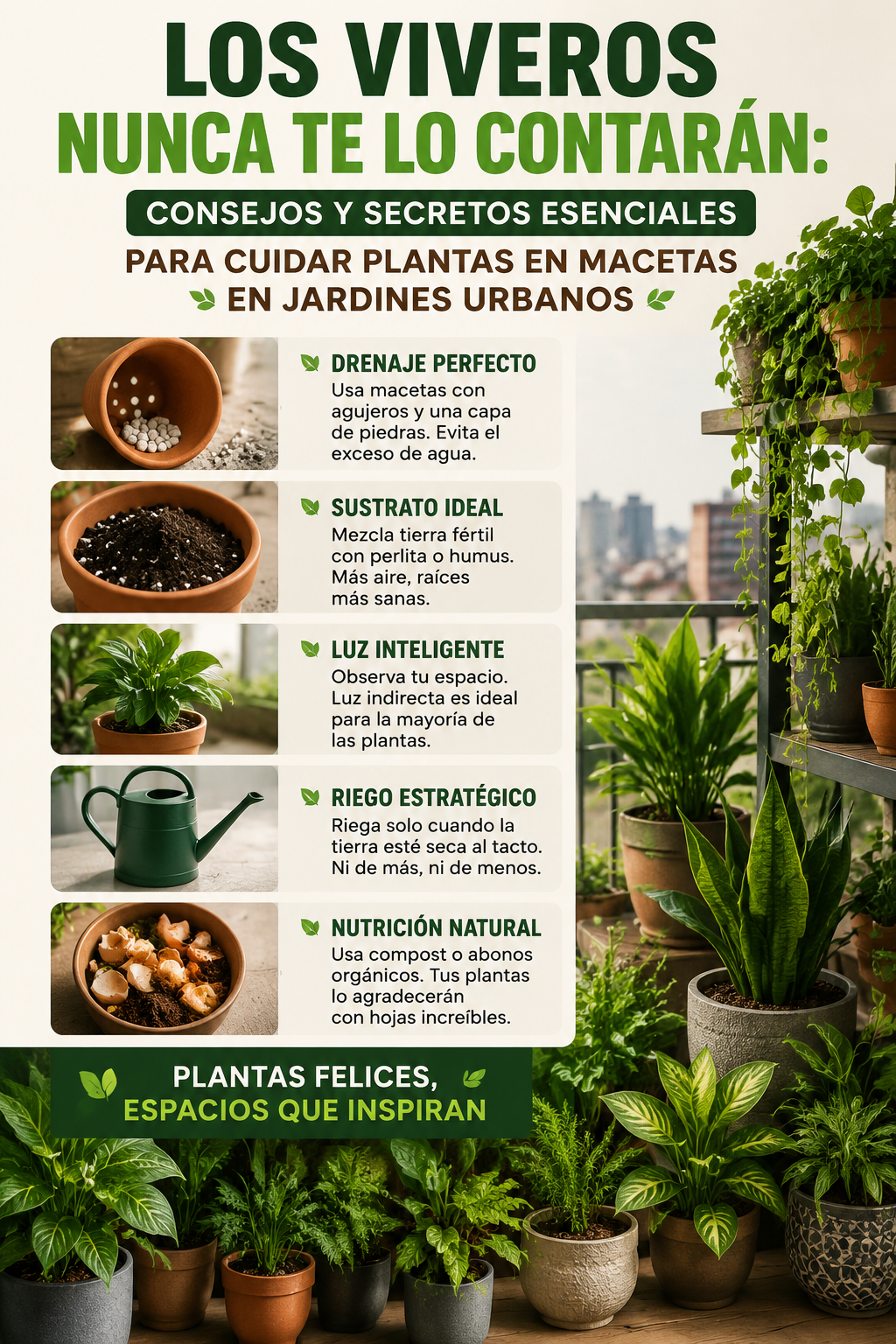 Los viveros nunca te lo contarán: consejos y secretos esenciales para cuidar plantas en macetas en jardines urbanos
