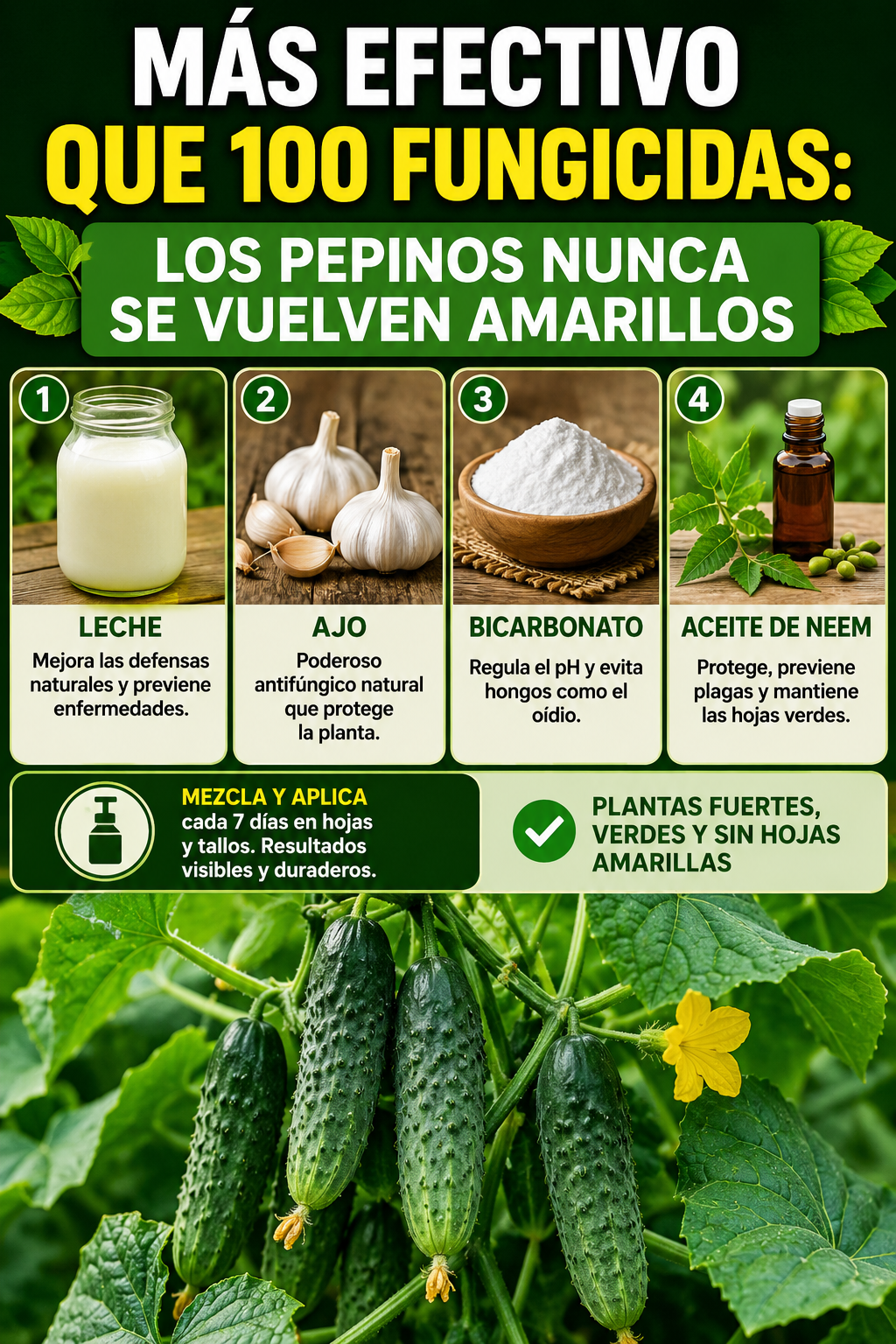Más efectivo que 100 fungicidas: los pepinos nunca se vuelven amarillos