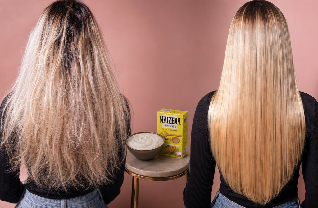 Mascarilla de almidón de maíz para reparar el cabello seco y dañado