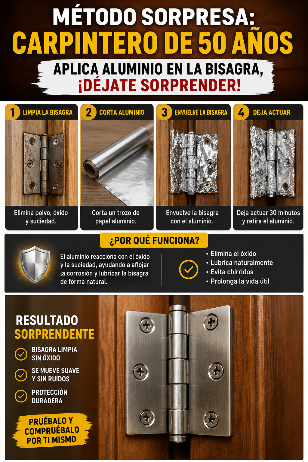 Método Sorpresa: Carpintero de 50 años aplica aluminio en la bisagra, ¡déjate sorprender!