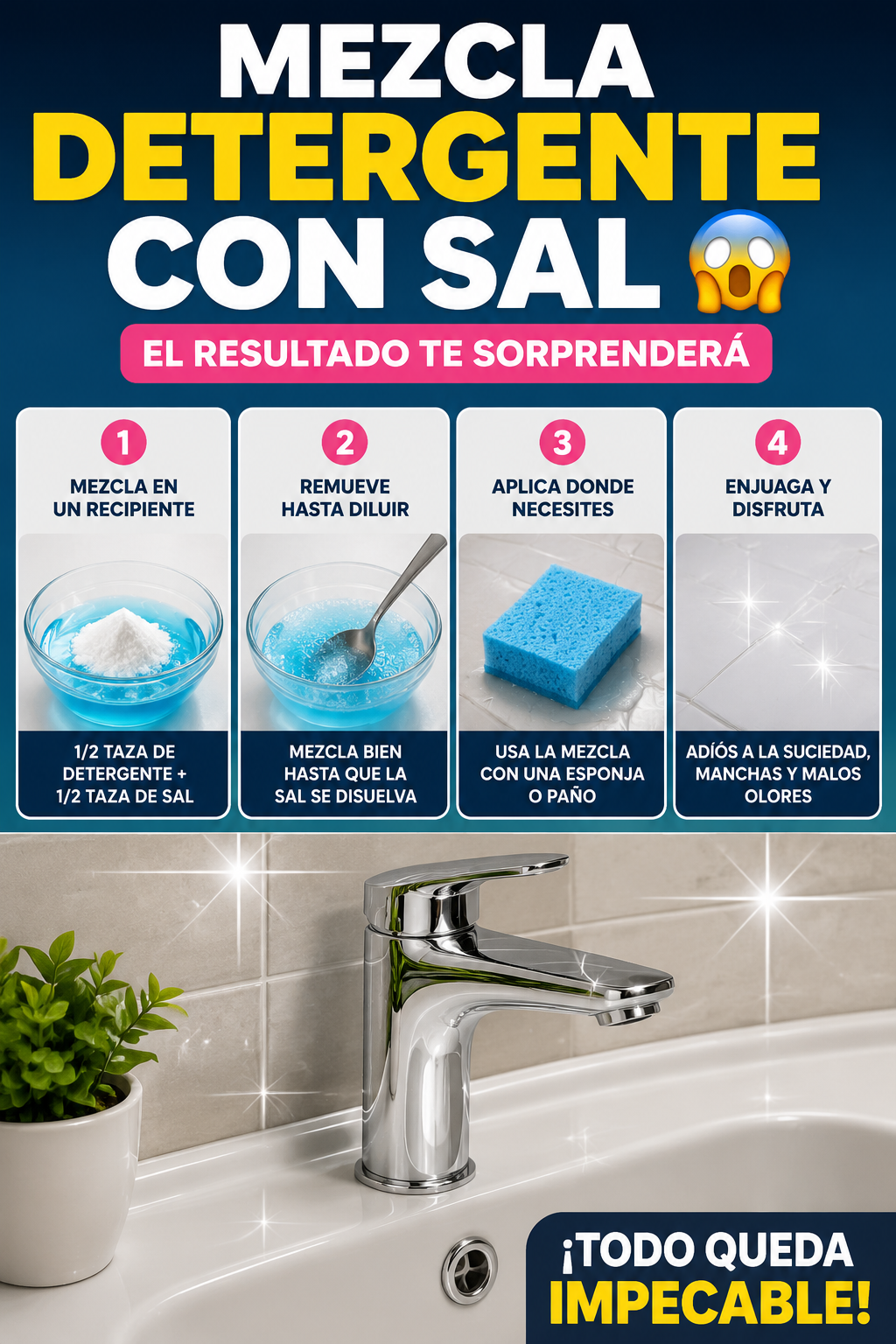 Mezcla detergente con sal 😱 El resultado te sorprenderá