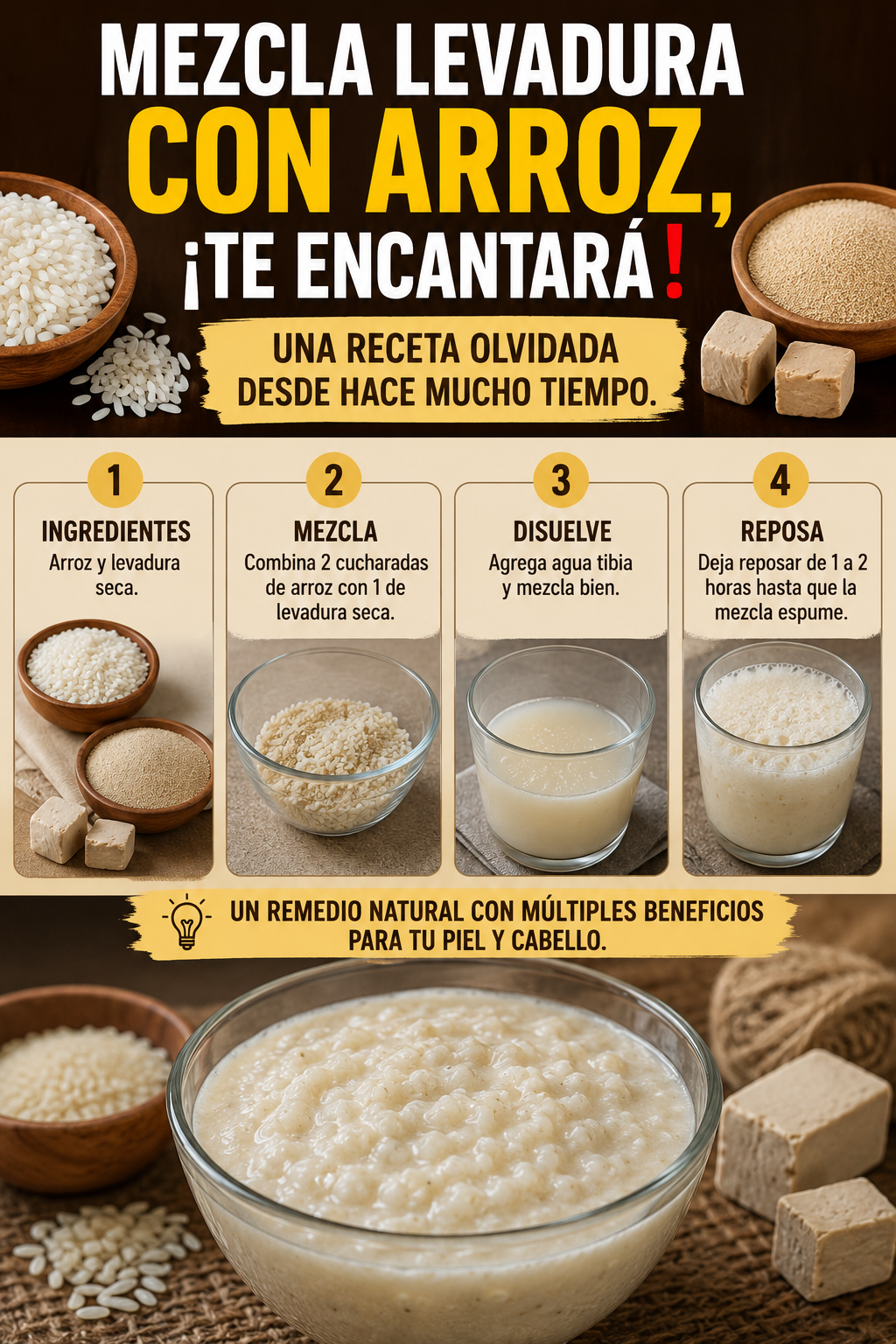 Mezcla levadura con arroz, ¡te encantará!❗ Una RECETA olvidada desde hace mucho tiempo