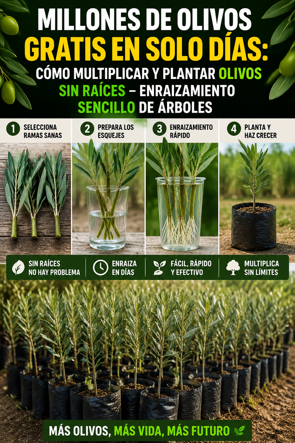 Millones de olivos gratis en solo días: cómo multiplicar y plantar olivos sin raíces – enraizamiento sencillo de árboles