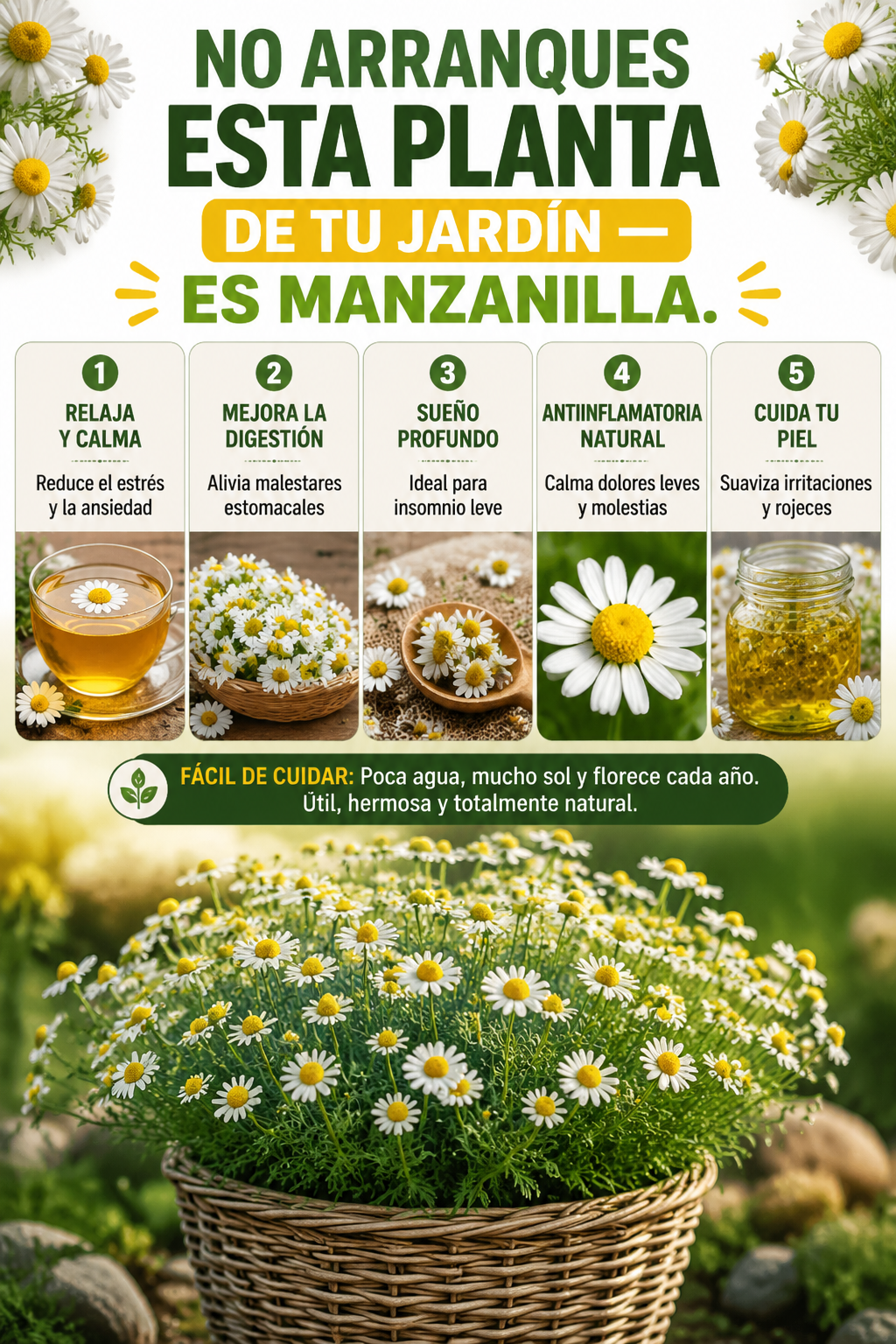 No arranques esta planta de tu jardín — es manzanilla.