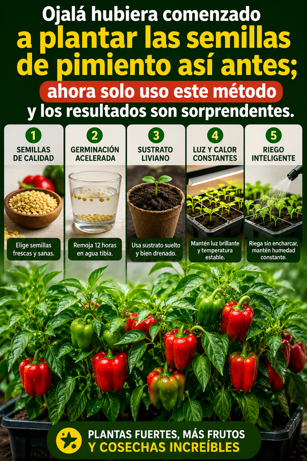 Ojalá hubiera comenzado a plantar las semillas de pimiento así antes; ahora solo uso este método y los resultados son sorprendentes.