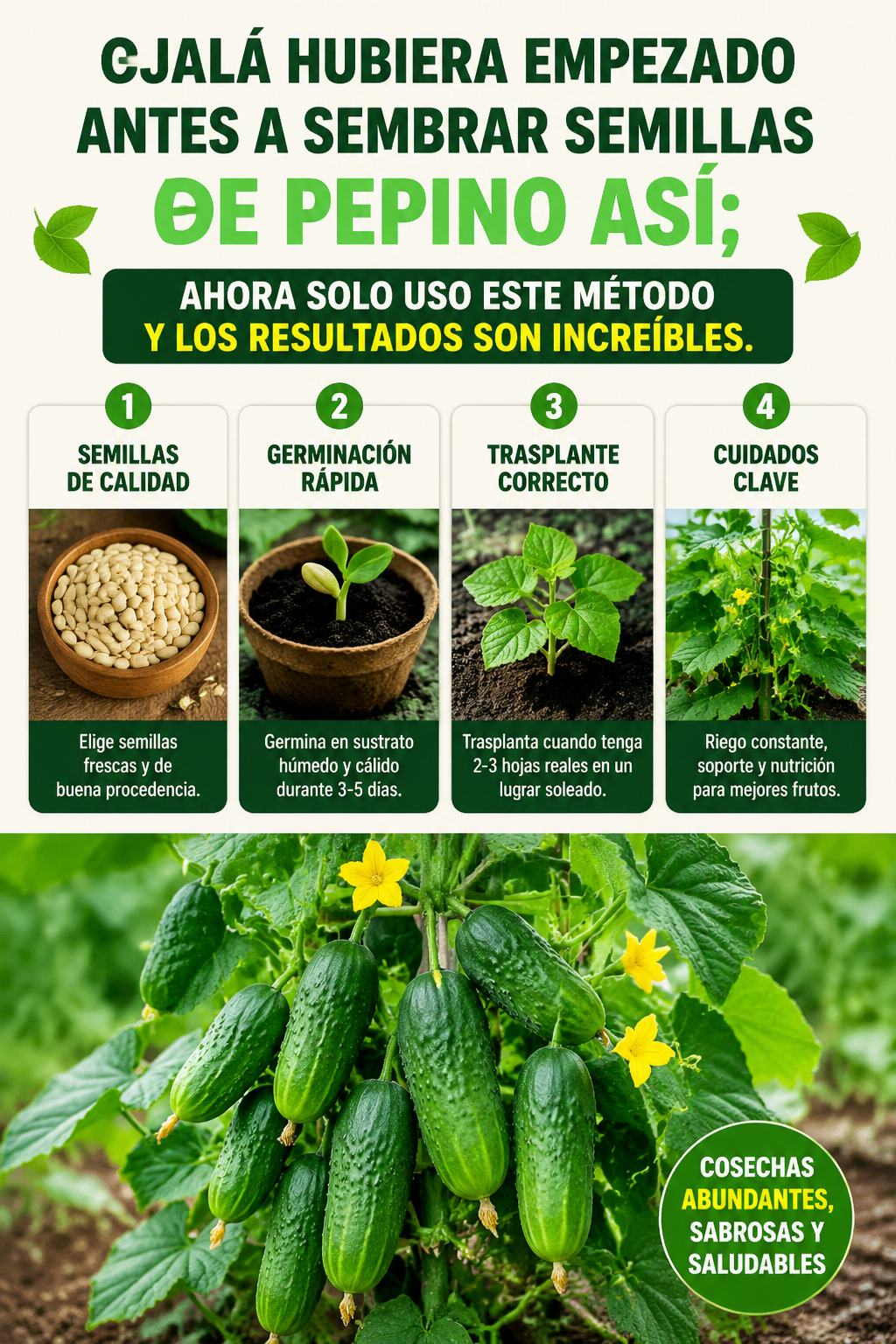 Ojalá hubiera empezado antes a sembrar semillas de pepino así; ahora solo uso este método y los resultados son increíbles.