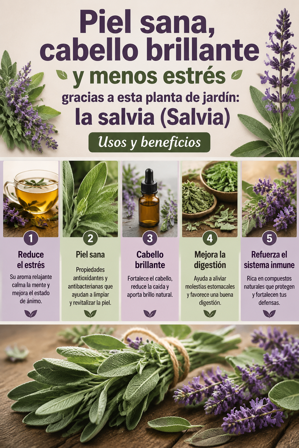Piel sana, cabello brillante y menos estrés gracias a esta planta de jardín: la salvia (Salvia) — Usos y beneficios