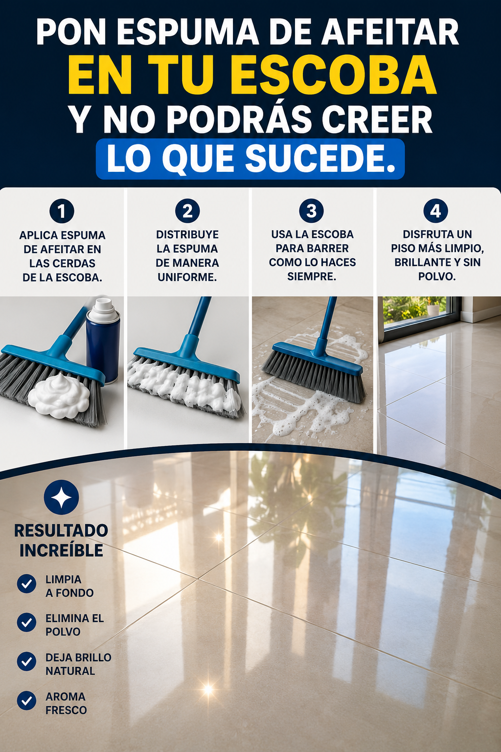 Pon espuma de afeitar en tu escoba y no podrás creer lo que sucede