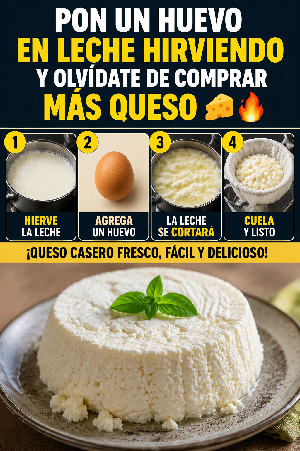 Pon un huevo en leche hirviendo y olvídate de comprar más queso 🧀🔥