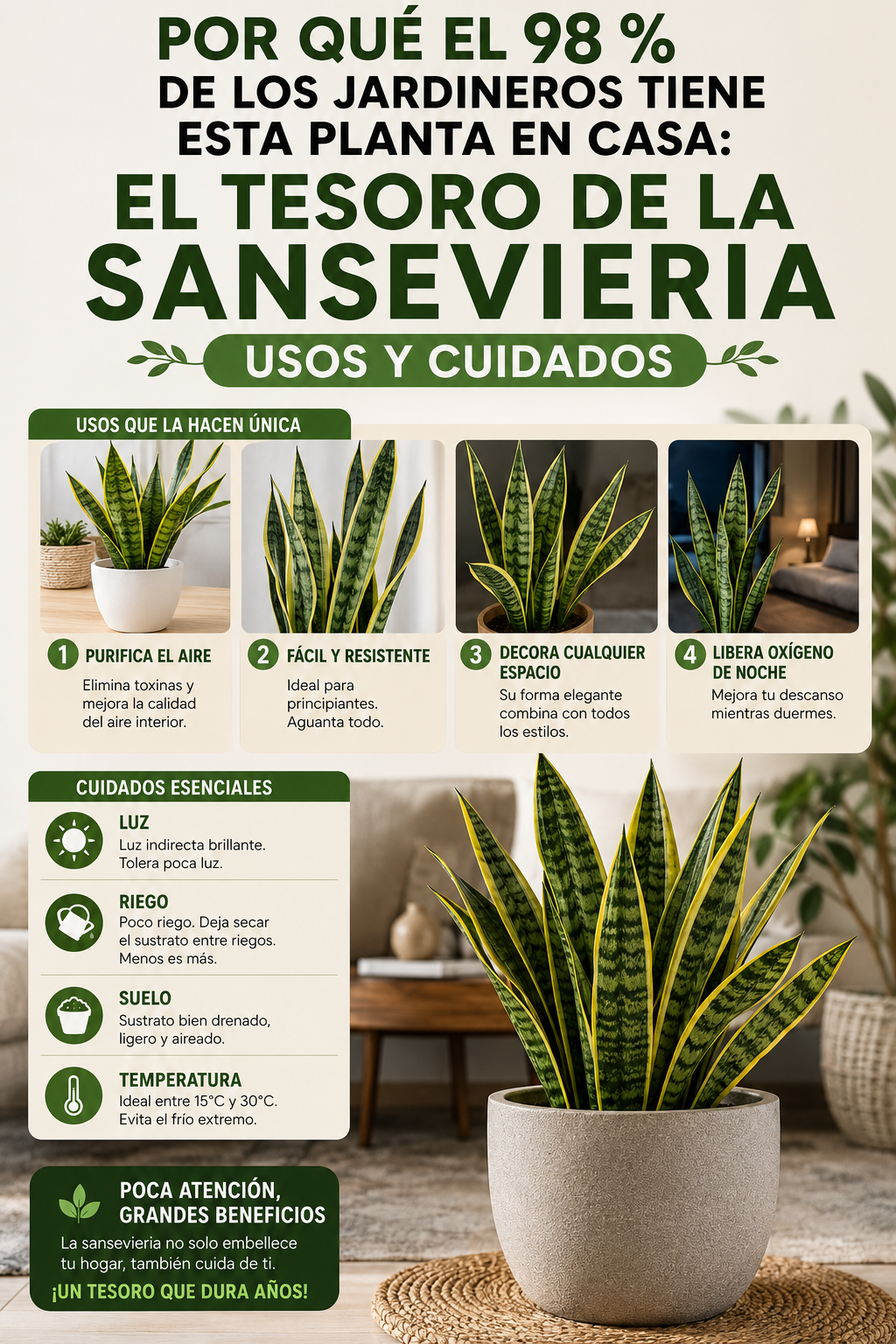 Por qué el 98 % de los jardineros tiene esta planta en casa: el tesoro de la sansevieria – Usos y cuidados