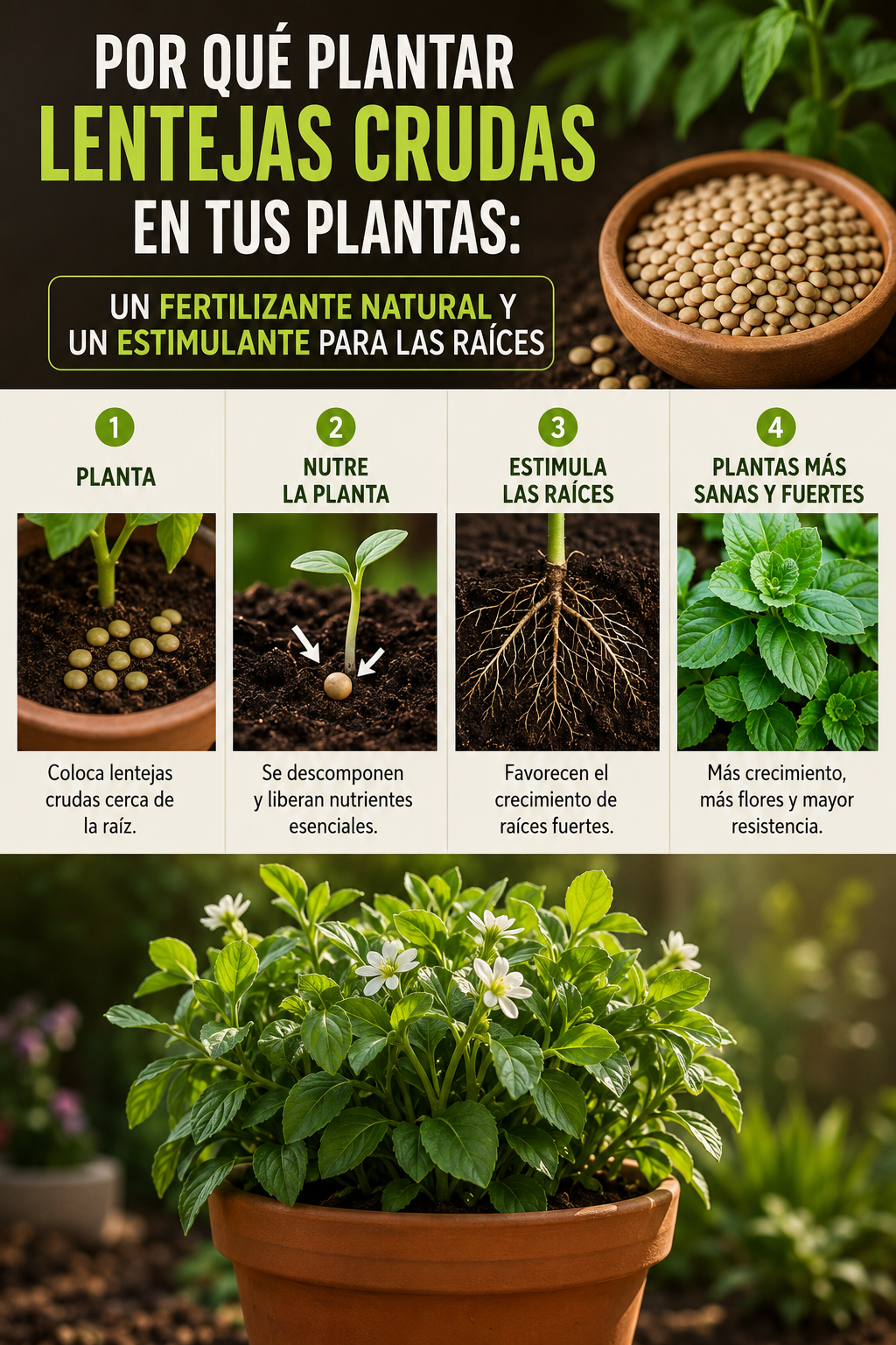 Por qué plantar lentejas crudas en tus plantas: un fertilizante natural y un estimulante para las raíces