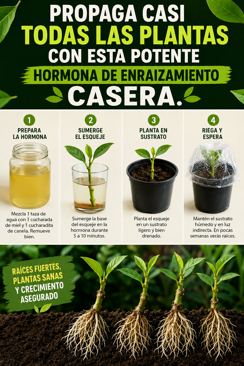 Propaga casi todas las plantas con esta potente hormona de enraizamiento casera.