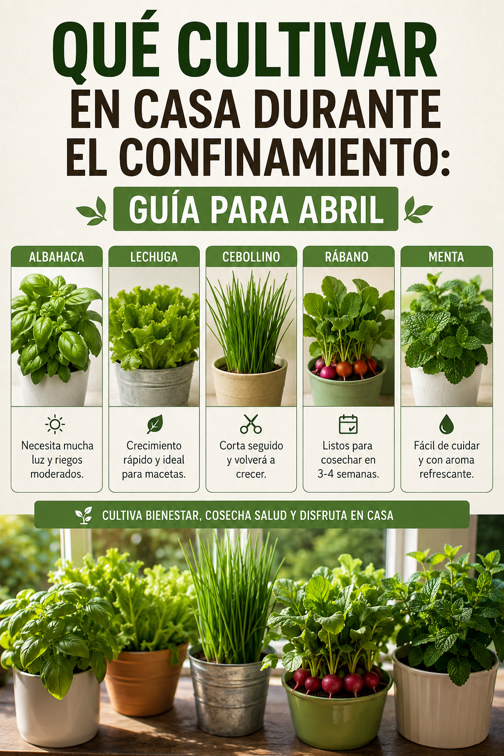 Qué cultivar en casa durante el confinamiento: guía para abril