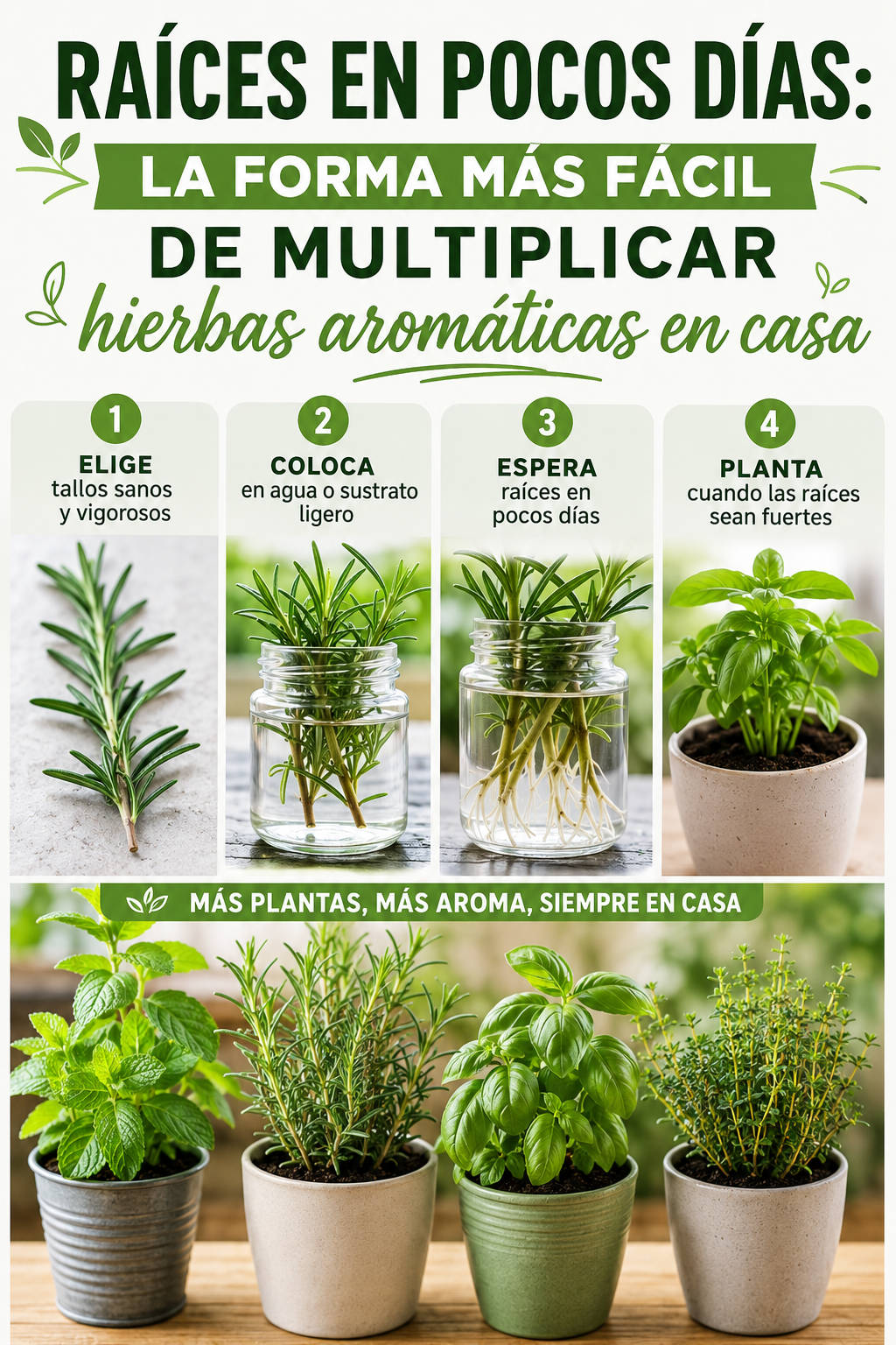 Raíces en pocos días: la forma más fácil de multiplicar hierbas aromáticas en casa