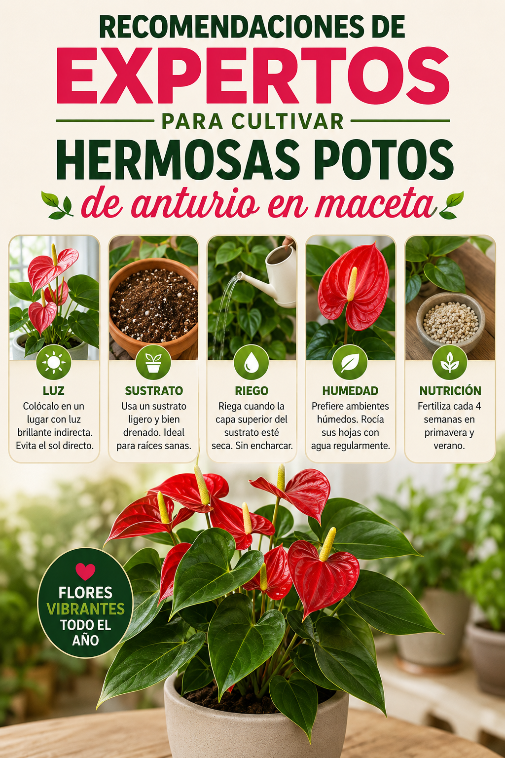 Recomendaciones de expertos para cultivar hermosas potos de anturio en maceta