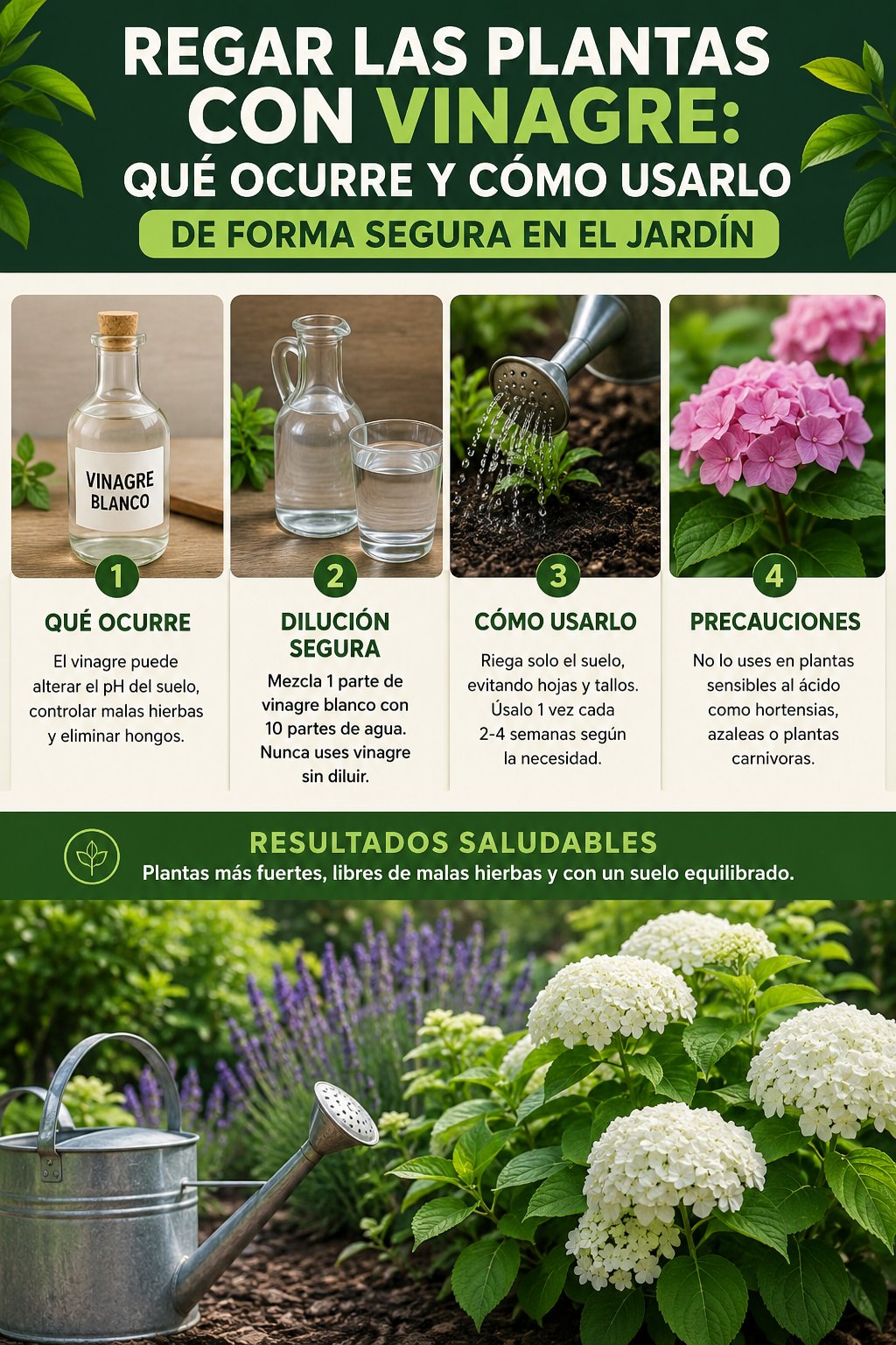 Regar las plantas con vinagre: qué ocurre y cómo usarlo de forma segura en el jardín