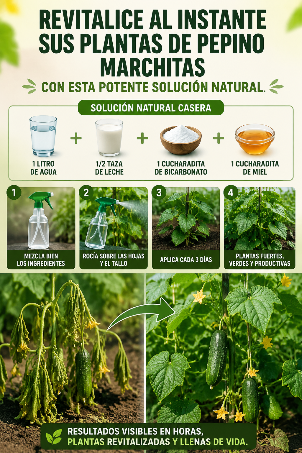 Revitalice al instante sus plantas de pepino marchitas con esta potente solución natural.