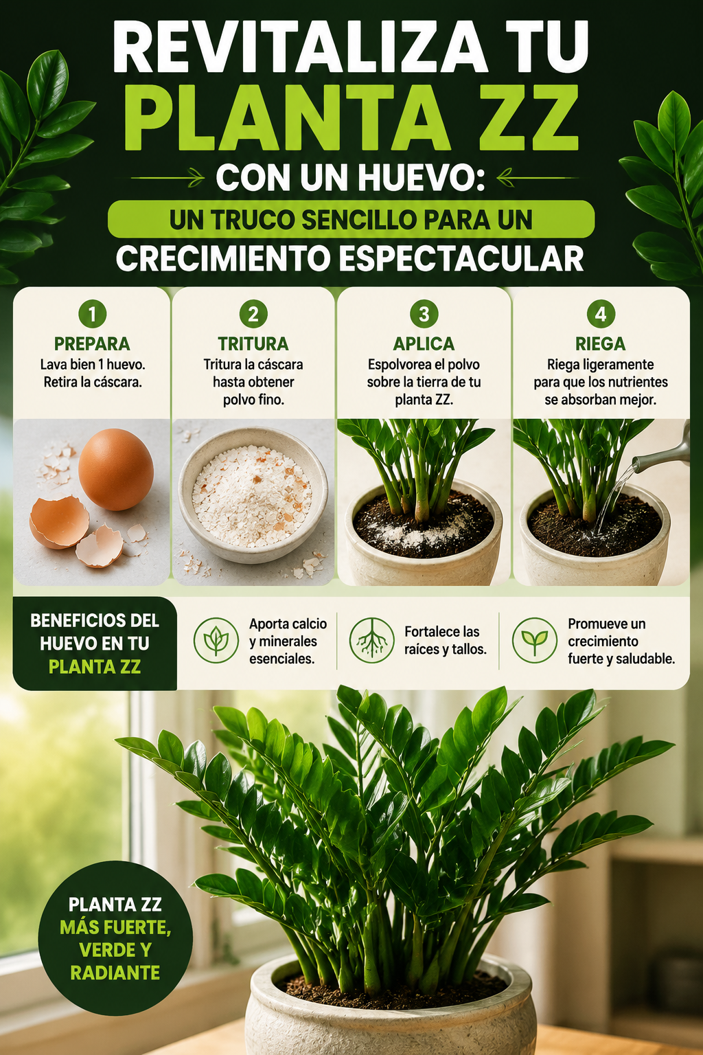 Revitaliza tu planta ZZ con un huevo: un truco sencillo para un crecimiento espectacular