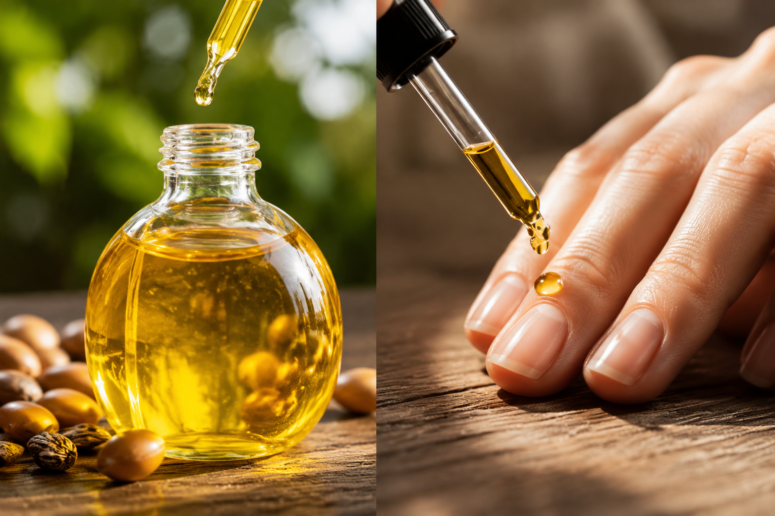 Sérum casero de aceite de ricino y vitamina E para fortalecer el crecimiento de las uñas