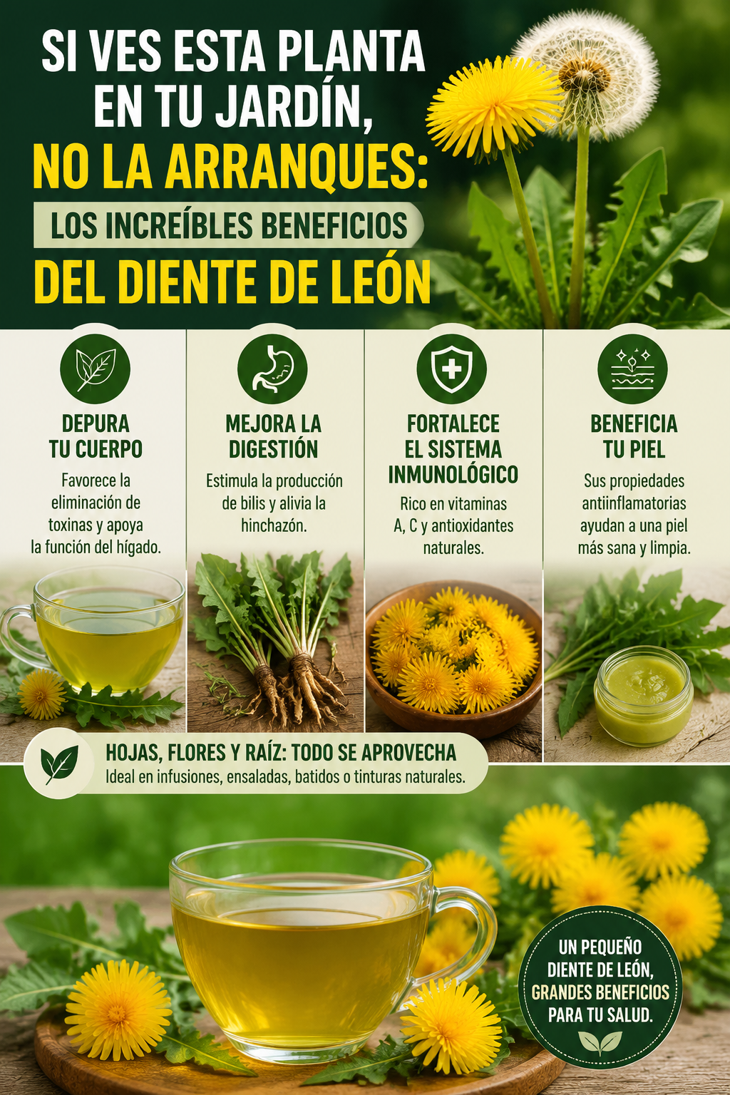 Si ves esta planta en tu jardín, no la arranques: los increíbles beneficios del diente de león